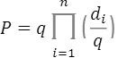 P=q∏(i=1)n(di/q)